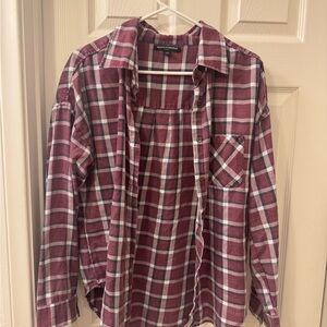 Brandy Melville Maroon Checkered Flannel